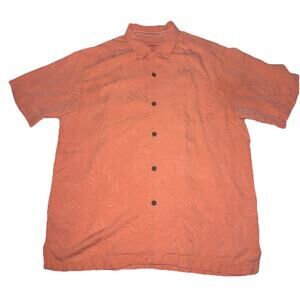 Tommy Bahama Salmon Color Button Up Shirt Mens M 100% Silk Camp Original Fit